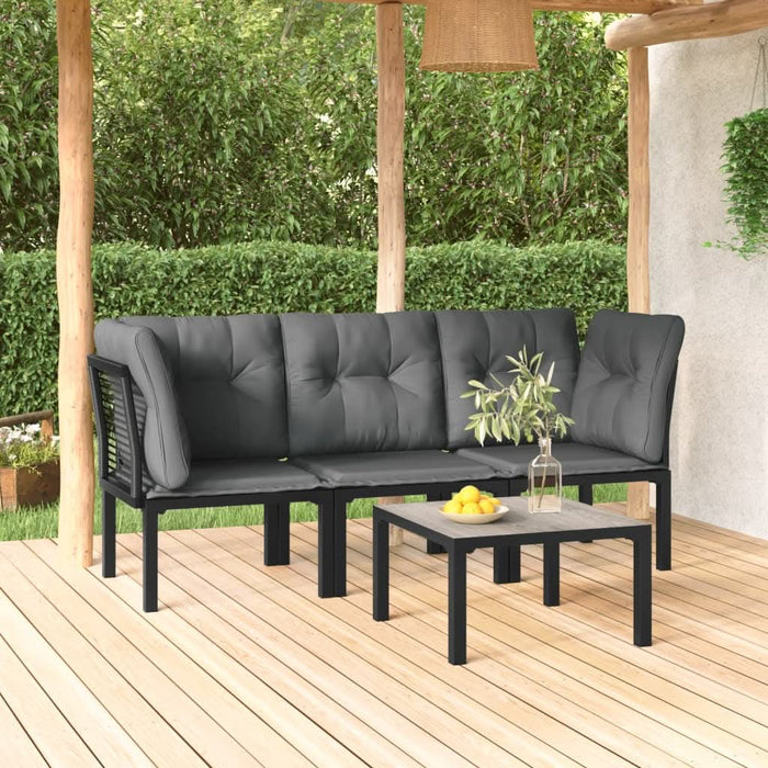 Set mobilier de grădină, 4 piese, negru și gri, poliratan - WALTI WALTI