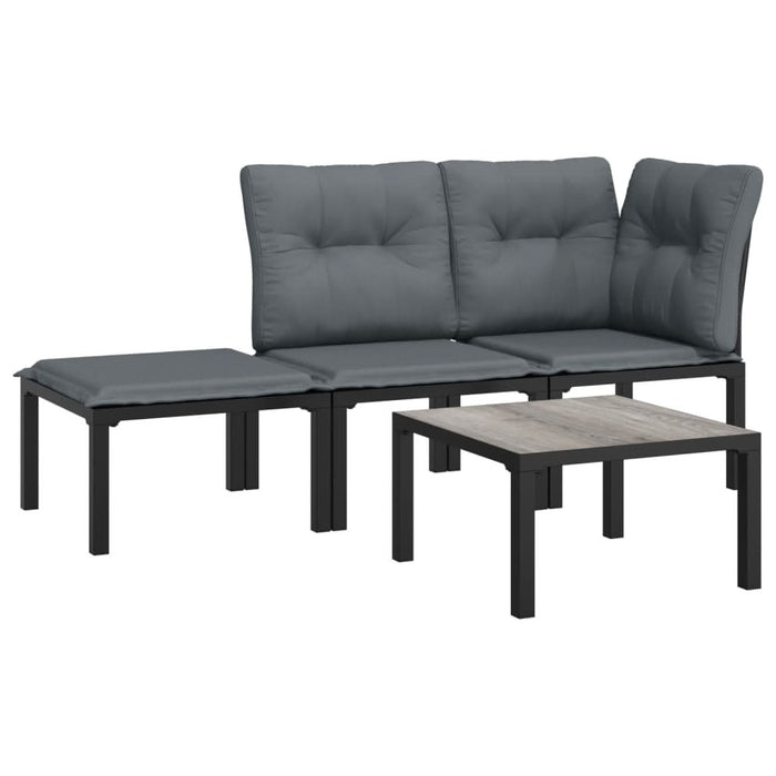 Set mobilier de grădină, 4 piese, negru și gri, poliratan - WALTI WALTI