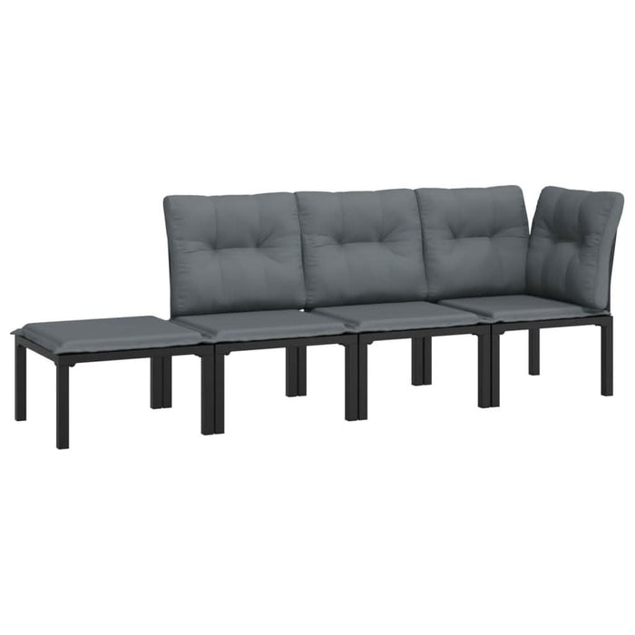 Set mobilier de grădină, 4 piese, negru și gri, poliratan - WALTI WALTI