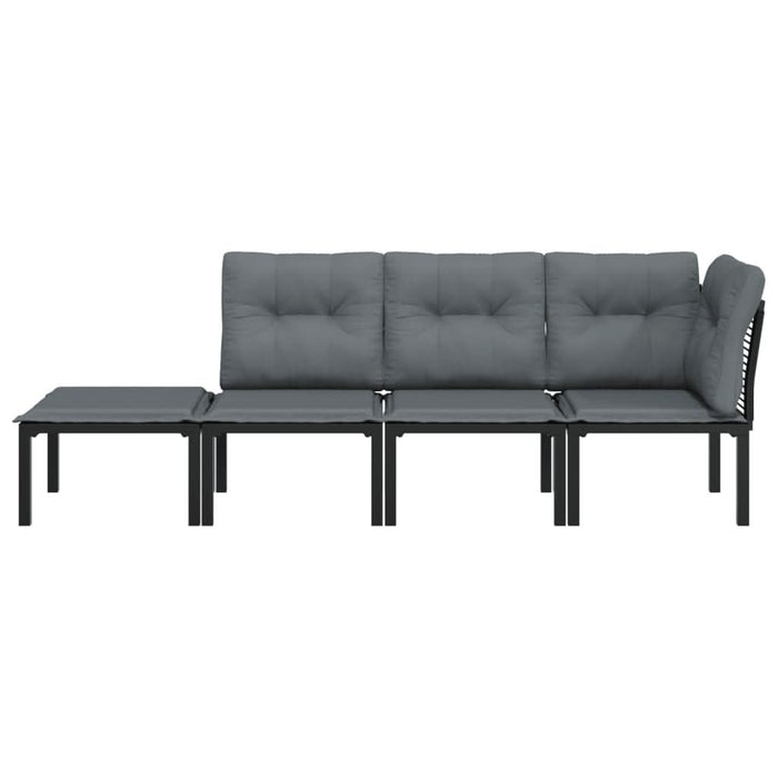 Set mobilier de grădină, 4 piese, negru și gri, poliratan - WALTI WALTI