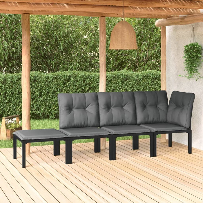 Set mobilier de grădină, 4 piese, negru și gri, poliratan - WALTI WALTI