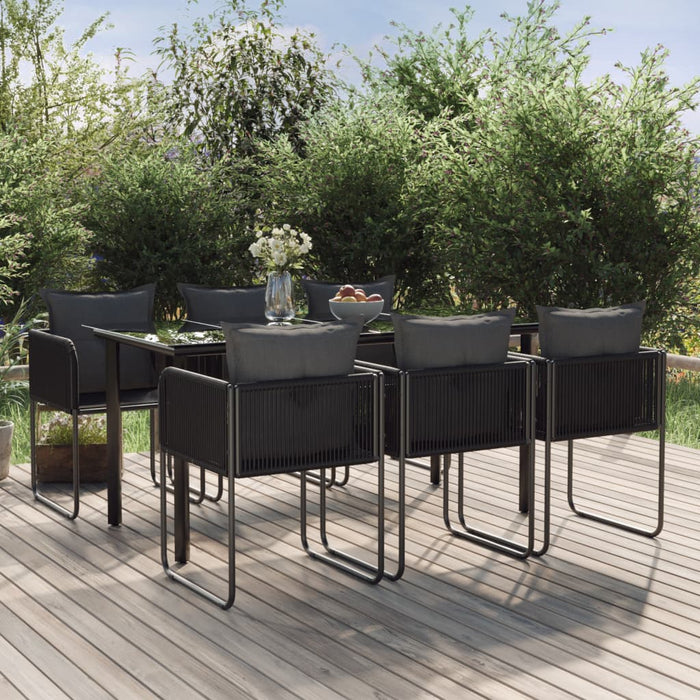 Set de servit masa pentru grădină, 7 piese, negru WALTI