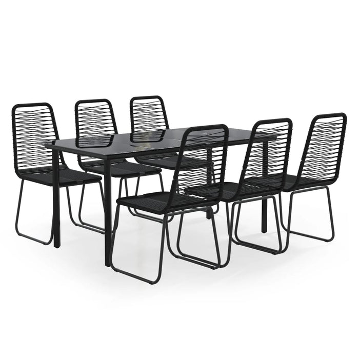 Set de servit masa pentru grădină, 7 piese, negru WALTI