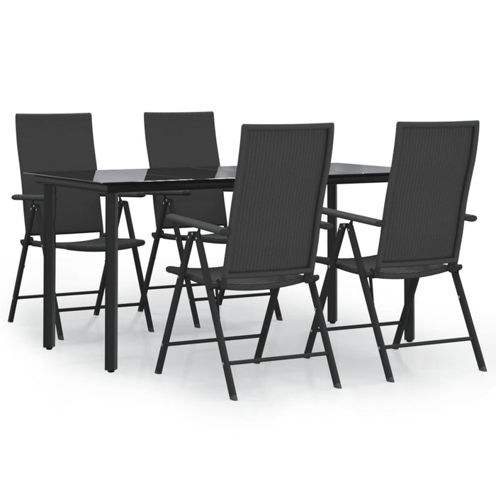 Set mobilier de grădină, 5 piese, negru, poliratan WALTI