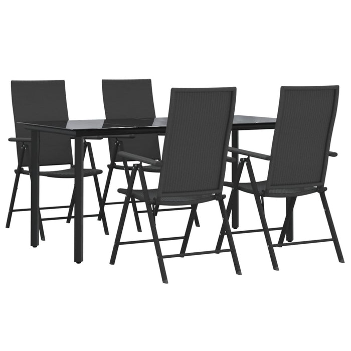 Set mobilier de grădină, 5 piese, negru, poliratan WALTI
