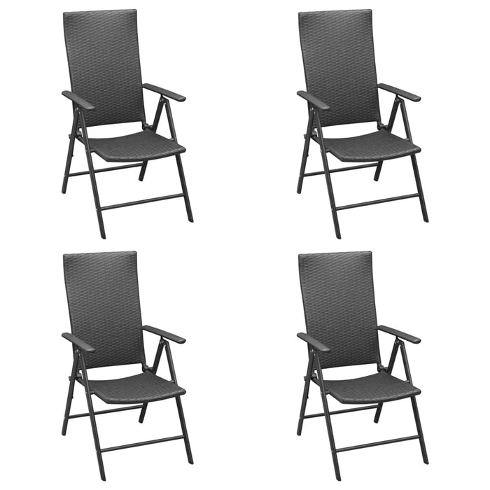 Set mobilier de grădină, 5 piese, negru, poliratan WALTI