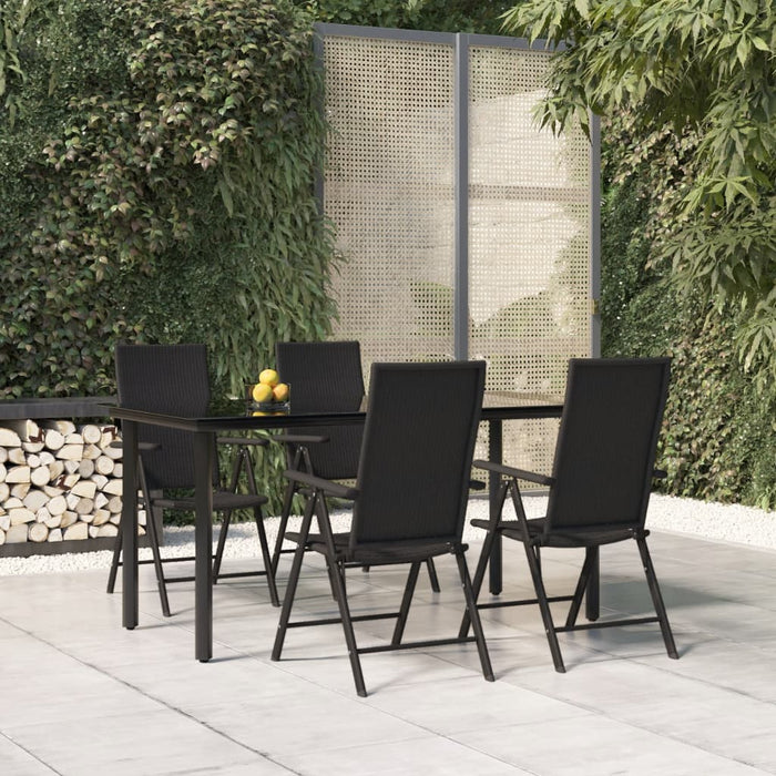 Set mobilier de grădină, 5 piese, negru, poliratan WALTI