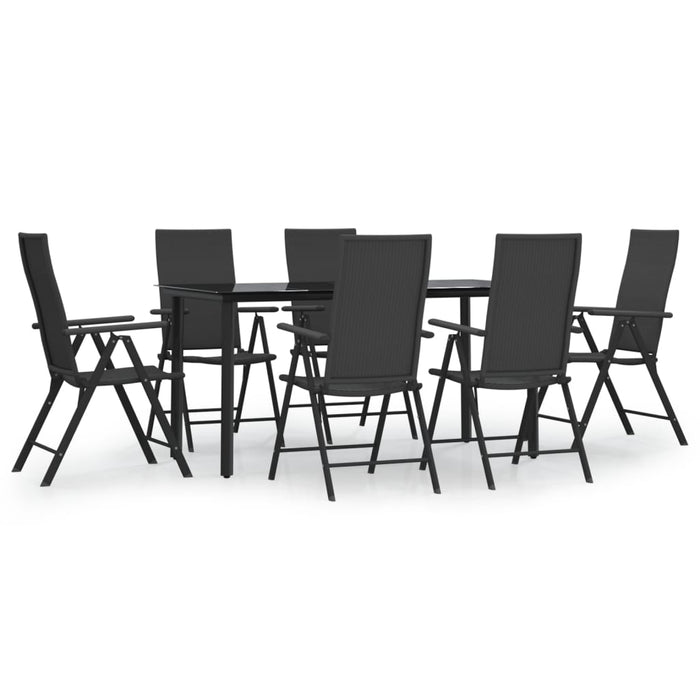Set mobilier de grădină, 7 piese, negru, poliratan - WALTI WALTI