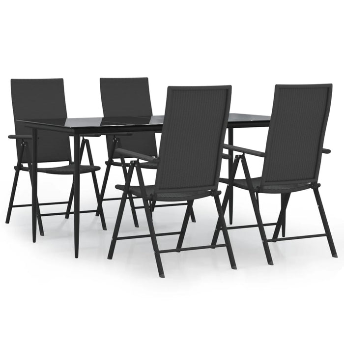 Set mobilier de grădină, 5 piese, negru, poliratan - WALTI WALTI