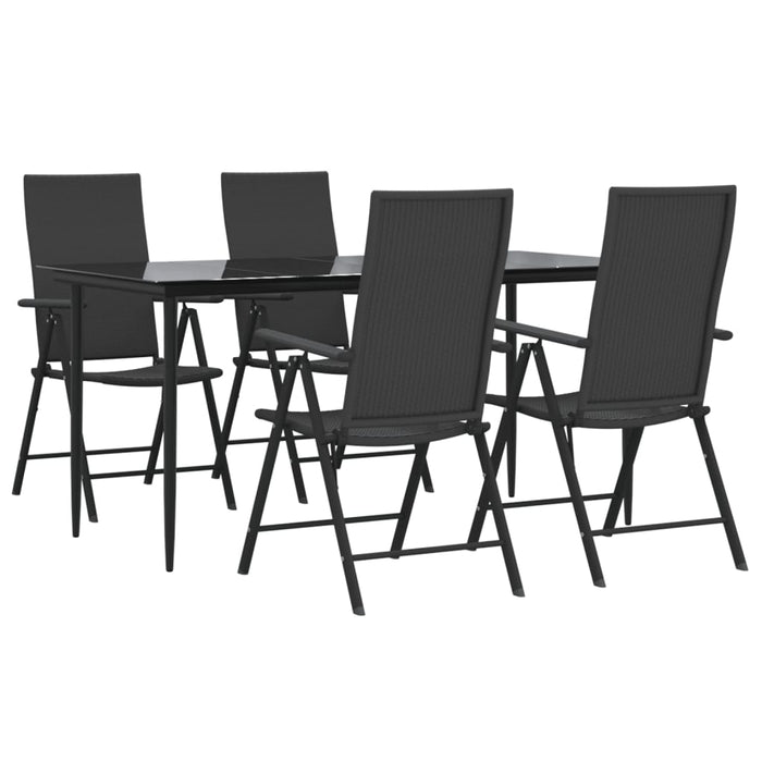 Set mobilier de grădină, 5 piese, negru, poliratan - WALTI WALTI