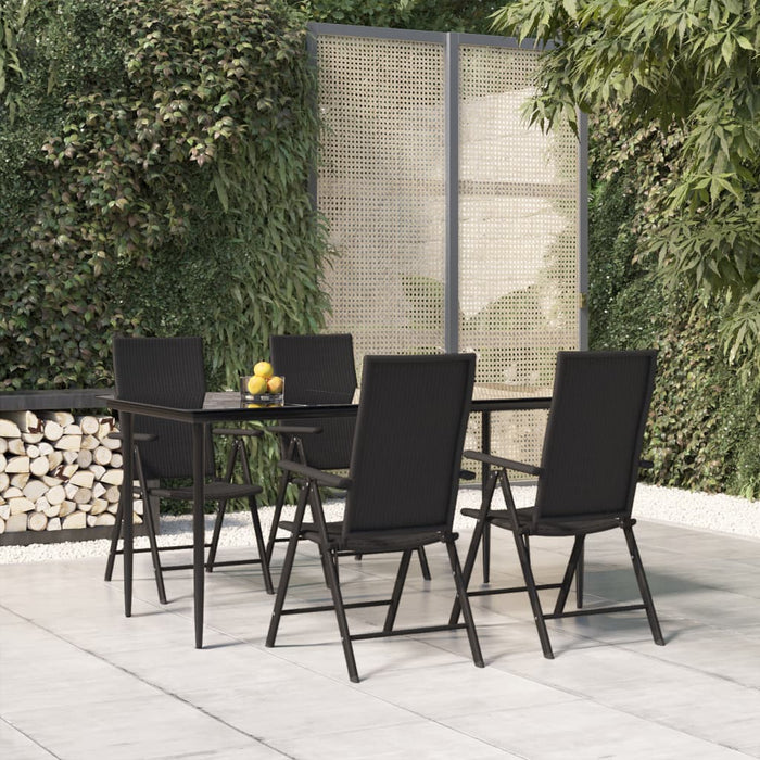 Set mobilier de grădină, 5 piese, negru, poliratan - WALTI WALTI