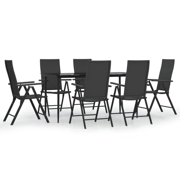 Set mobilier de grădină, 7 piese, negru, poliratan - WALTI WALTI
