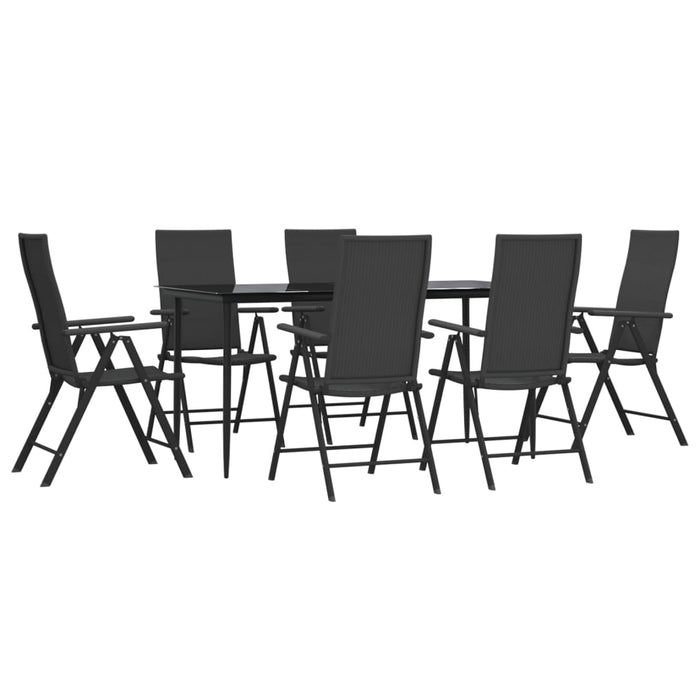 Set mobilier de grădină, 7 piese, negru, poliratan - WALTI WALTI