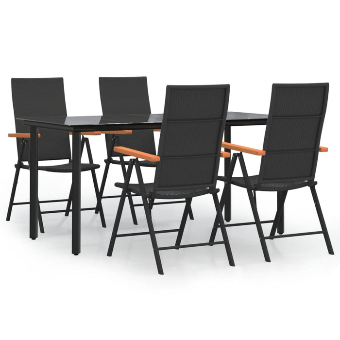 Set mobilier de grădină, 5 piese, negru și maro, poliratan - WALTI WALTI