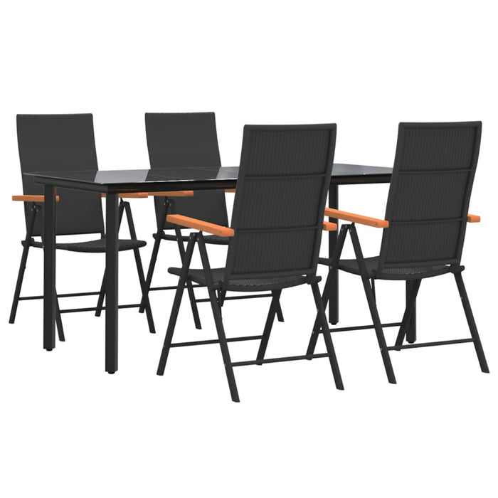 Set mobilier de grădină, 5 piese, negru și maro, poliratan - WALTI WALTI