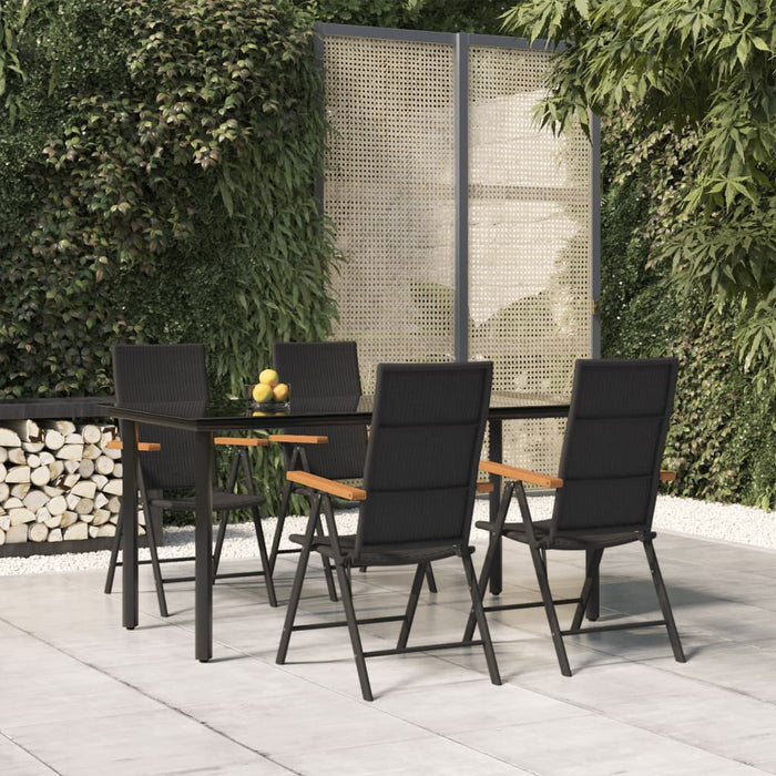 Set mobilier de grădină, 5 piese, negru și maro, poliratan - WALTI WALTI