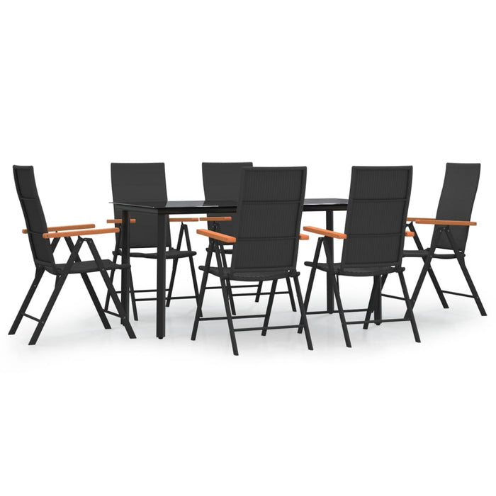 Set mobilier de grădină, 7 piese, negru și maro, poliratan - WALTI WALTI
