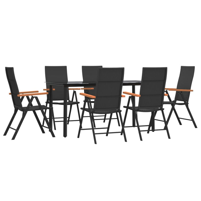 Set mobilier de grădină, 7 piese, negru și maro, poliratan - WALTI WALTI