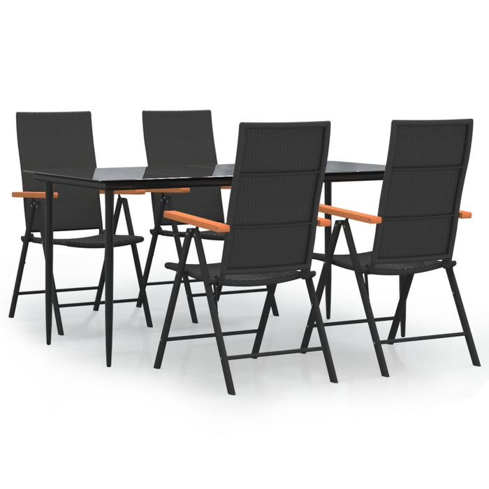 Set mobilier de grădină, 5 piese, negru și maro, poliratan - WALTI WALTI