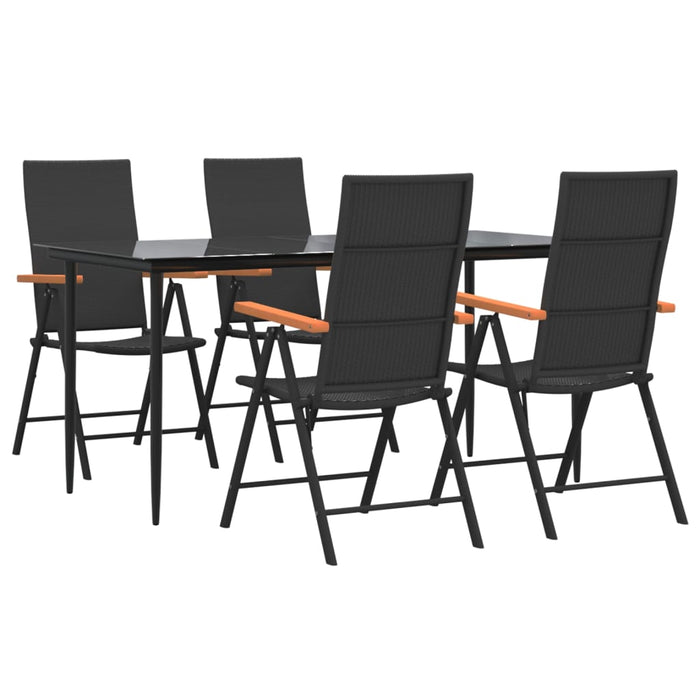 Set mobilier de grădină, 5 piese, negru și maro, poliratan - WALTI WALTI