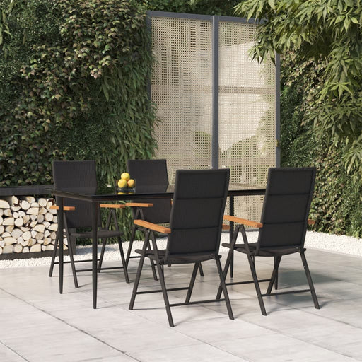 Set mobilier de grădină, 5 piese, negru și maro, poliratan - WALTI WALTI