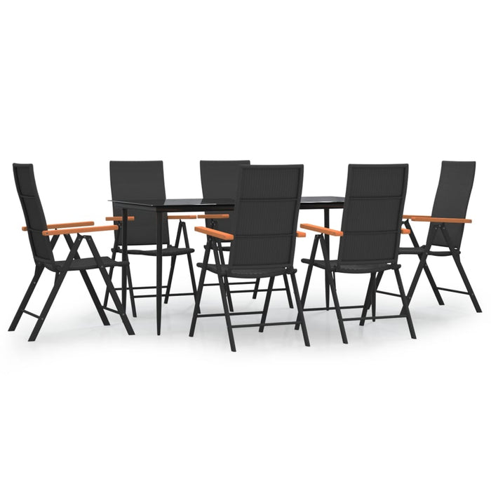 Set mobilier de grădină, 7 piese, negru și maro, poliratan - WALTI WALTI