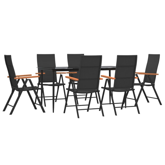 Set mobilier de grădină, 7 piese, negru și maro, poliratan - WALTI WALTI