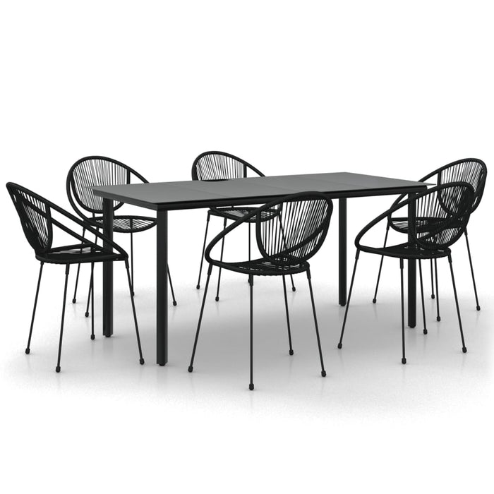 Set mobilier de grădină, 7 piese, negru, ratan PVC WALTI