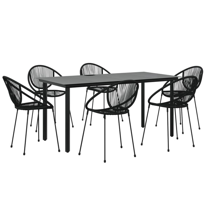 Set mobilier de grădină, 7 piese, negru, ratan PVC WALTI