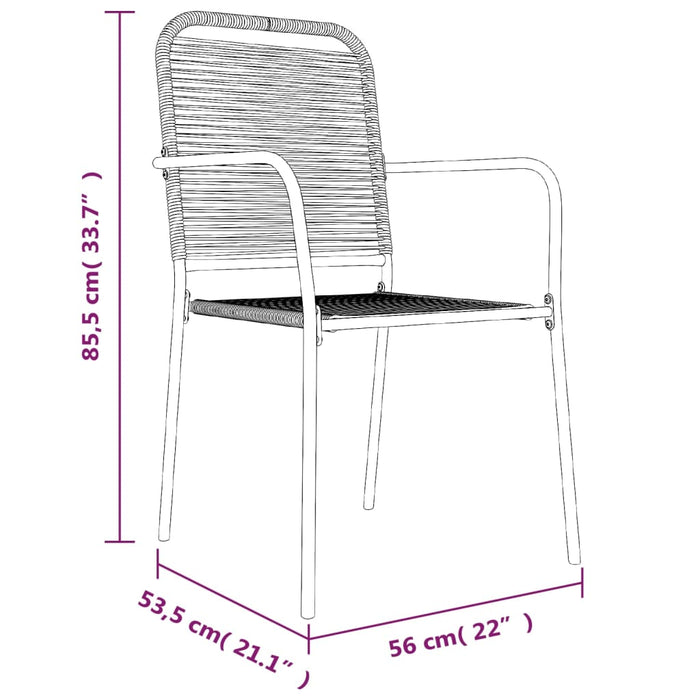 Set de masă grădină, 5 piese, frânghie neagră din bumbac & oțel - WALTI WALTI