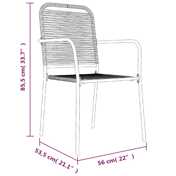 Set de masă grădină, 7 piese, frânghie neagră din bumbac & oțel - WALTI WALTI
