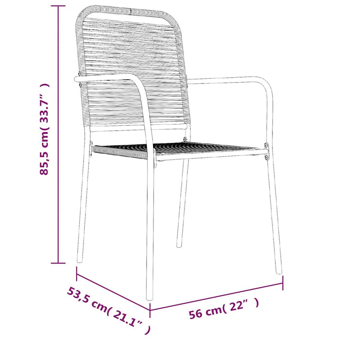 Set de masă grădină, 5 piese, frânghie neagră din bumbac & oțel - WALTI WALTI