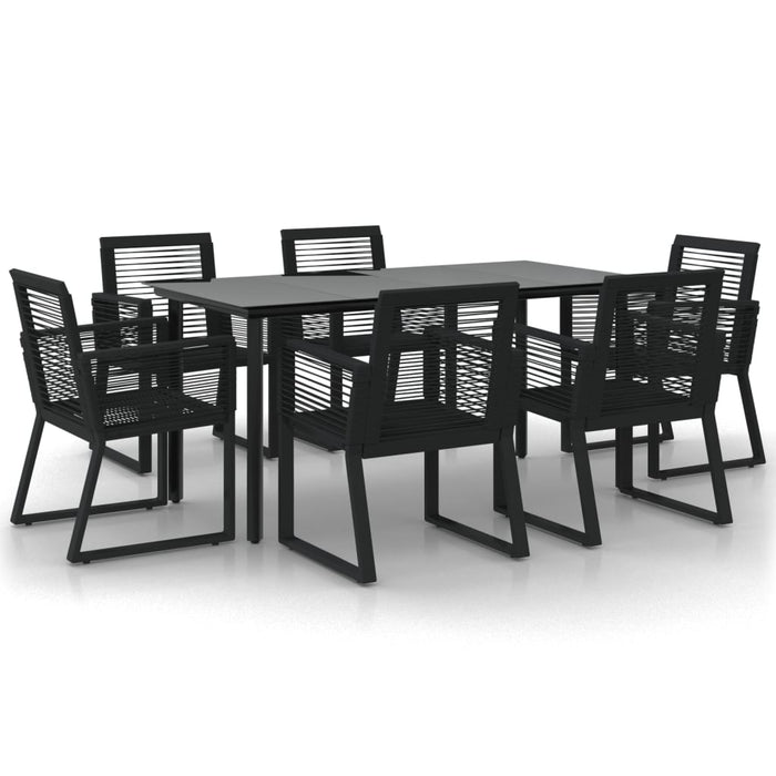 Set mobilier de grădină, 7 piese, negru, ratan PVC WALTI