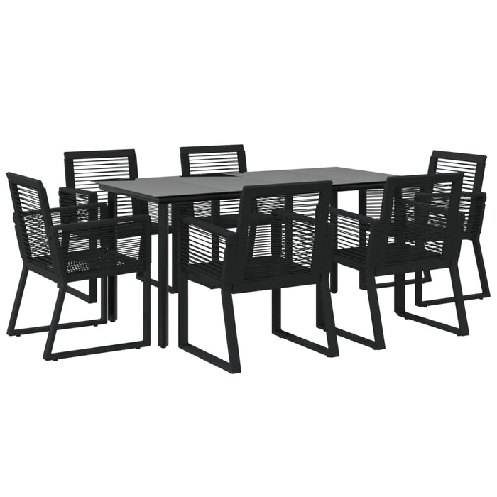 Set mobilier de grădină, 7 piese, negru, ratan PVC WALTI