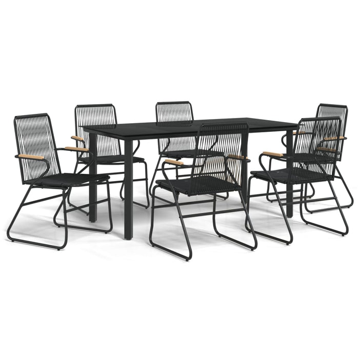 Set mobilier de grădină, 7 piese, negru, ratan PVC - WALTI WALTI