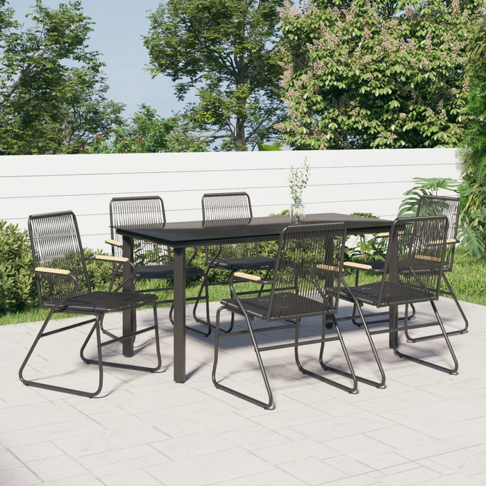 Set mobilier de grădină, 7 piese, negru, ratan PVC - WALTI WALTI