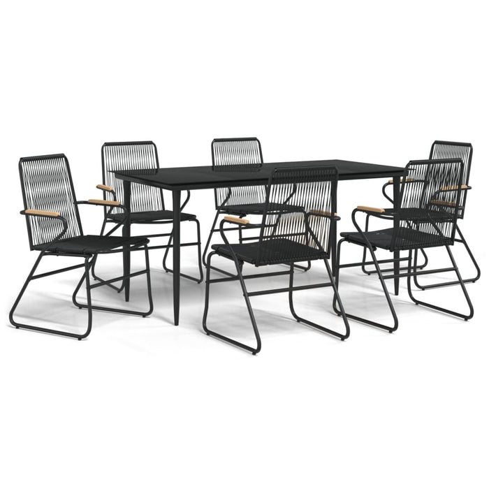 Set mobilier de grădină, 7 piese, negru, ratan PVC WALTI