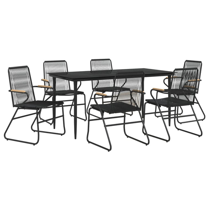 Set mobilier de grădină, 7 piese, negru, ratan PVC WALTI