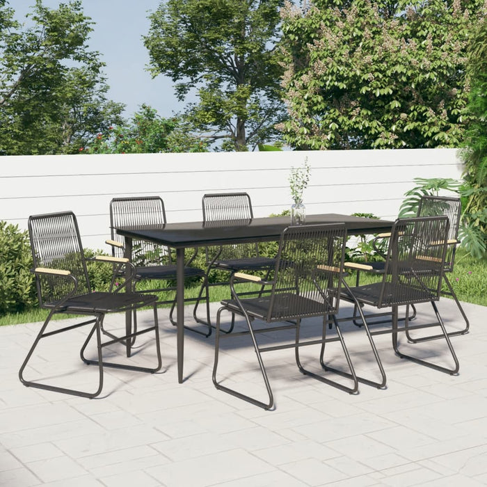 Set mobilier de grădină, 7 piese, negru, ratan PVC WALTI