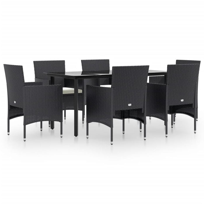 Set de masă pentru grădină, 7 piese, cu perne, negru - WALTI WALTI