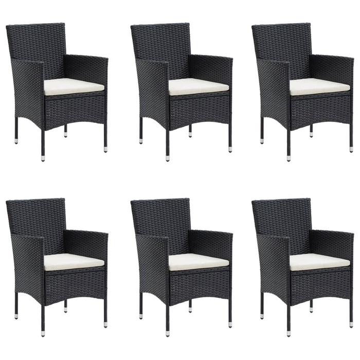 Set de masă pentru grădină, 7 piese, cu perne, negru WALTI
