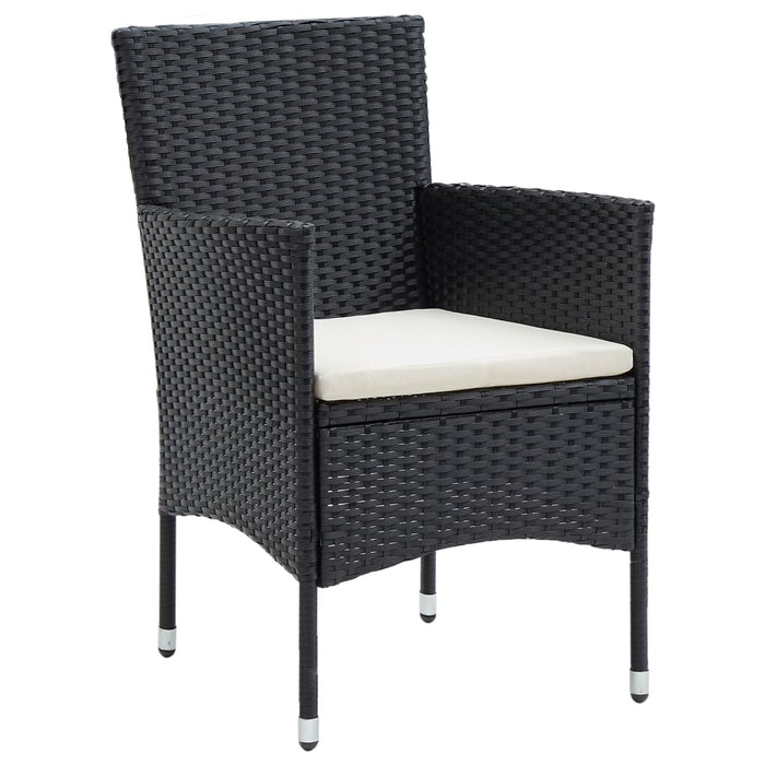 Set de masă pentru grădină, 7 piese, cu perne, negru WALTI