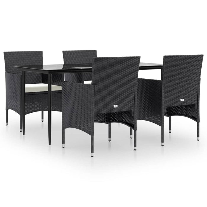 Set de masă pentru grădină, 5 piese, cu perne, negru - WALTI WALTI