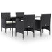 Set de masă pentru grădină, 5 piese, cu perne, negru - WALTI WALTI