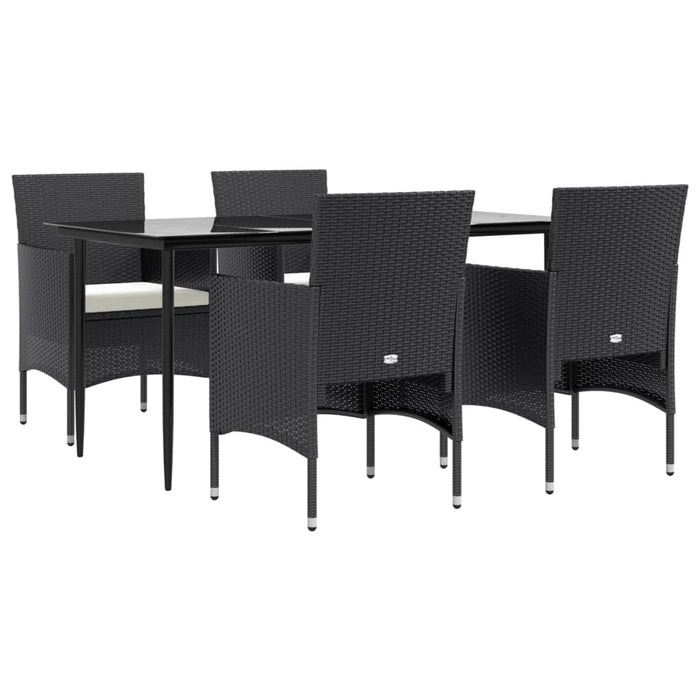 Set de masă pentru grădină, 5 piese, cu perne, negru - WALTI WALTI