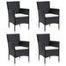 Set de masă pentru grădină, 5 piese, cu perne, negru - WALTI WALTI