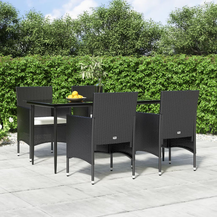 Set de masă pentru grădină, 5 piese, cu perne, negru - WALTI WALTI