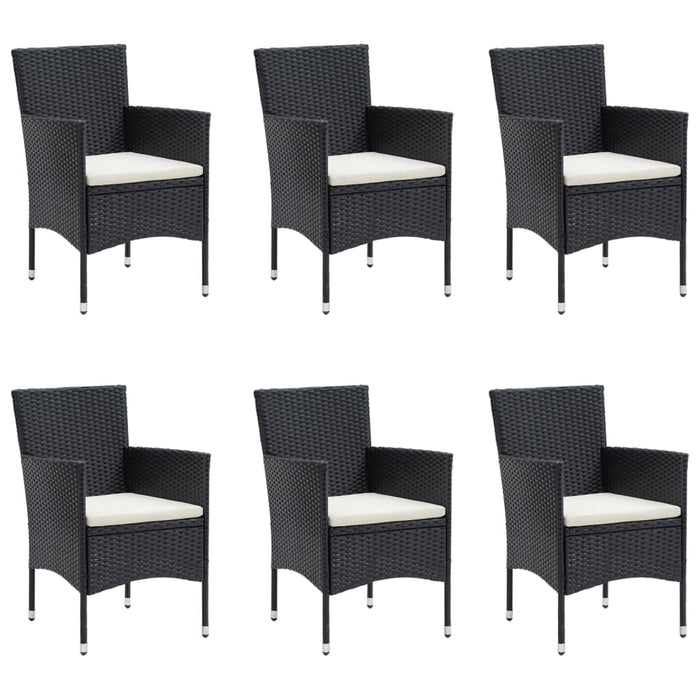 Set de masă pentru grădină, 7 piese, cu perne, negru WALTI