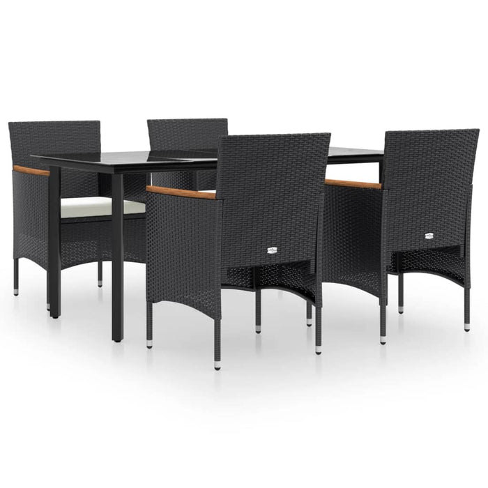 Set de masă pentru grădină, 5 piese, cu perne, negru - WALTI WALTI