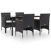 Set de masă pentru grădină, 5 piese, cu perne, negru - WALTI WALTI